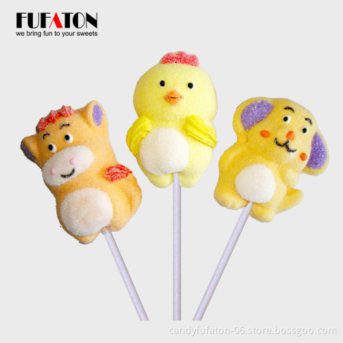 Hot sell handmade puppy dog shape marshmallow lollipops candy